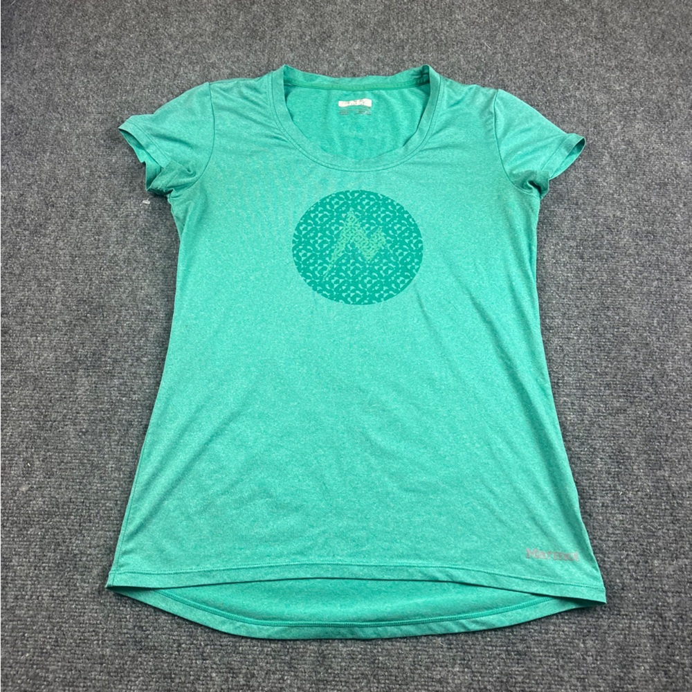 MARMOT Women’s Heathered Green Short Sleeved Athletic Graphic T-Shirt sz: Medium